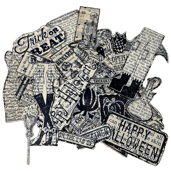 Lot 45 Halloween Ephemera Craft Die Cuts mq Junk Journal Scrapbooking Book Page - Picture 1 of 6